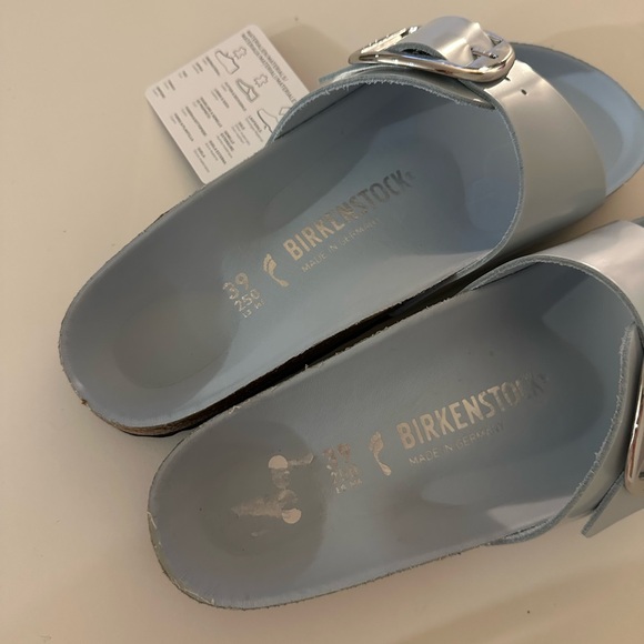 NEW Birkenstock Madrid Big Buckle Baby Blue High Shine Sandals 39 8-8.5 - Picture 4 of 7